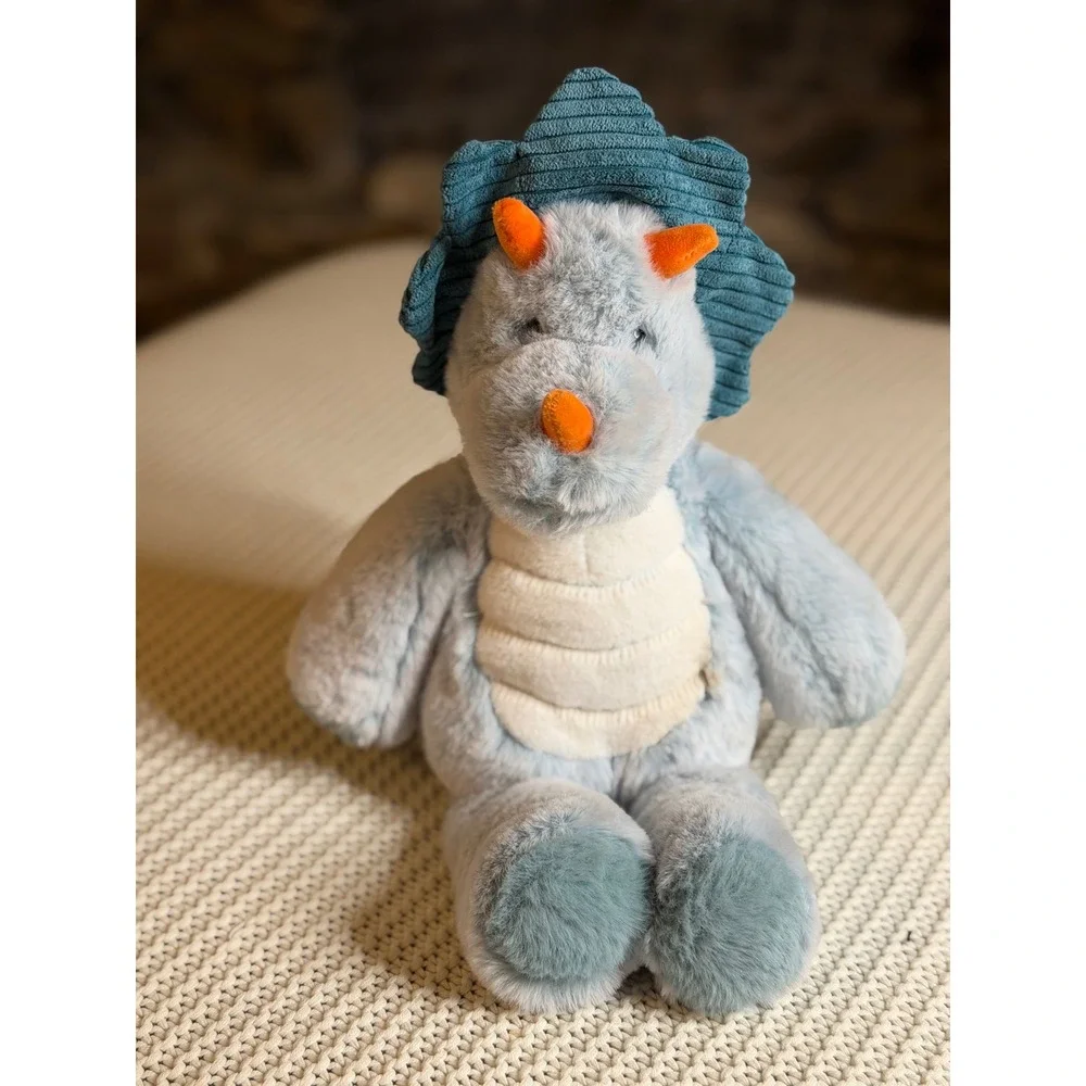 Mary Meyer Putty Dino Triceratops Blue Soft Stuffed Animal Plush Toy